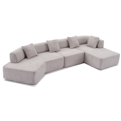 [NEW ARRIVED] [VIDEO PROVIDED]Modern Minimalist 140" L-Shape Couch ,No Assembly Required,Boucle,Modular Sofa ,Couch with Chaise,Free Combination Foam-Filled Sofa, 4 Seats, Gray