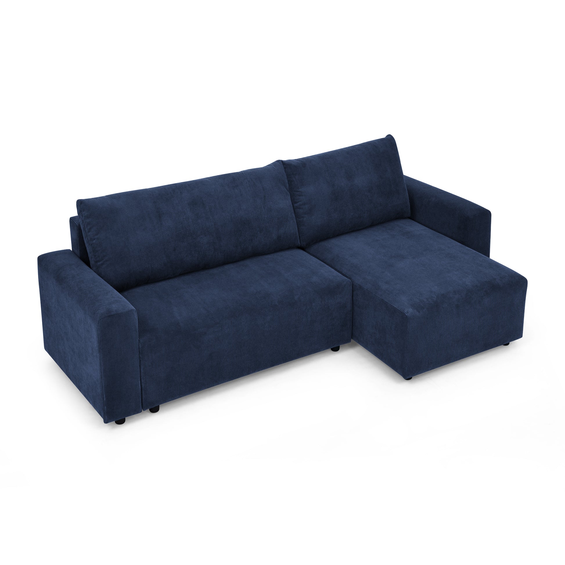 Modular Corduroy Upholstered 3 Seater Sofa Bed with Storage for Home Apartment Office Living Room, Free Combination, L Shaped , Blue