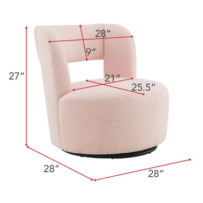 Swivel Barrel Chair with Soft Teddy Fabric, Comfy Round Accent Chair for Living Room.Upholstered Performance Fabric for Living Room Bedroom Reading Waitingroom,1 PC,Teddy Light Pink