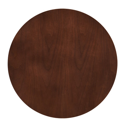 Walnut Wood Veneer Tabletop 19.69 Inch Round Coffee Table, Farmhouse Circle Coffee Table MDF Table-top with Metal Base, Sofa Side Table for Living Room, Reception Room