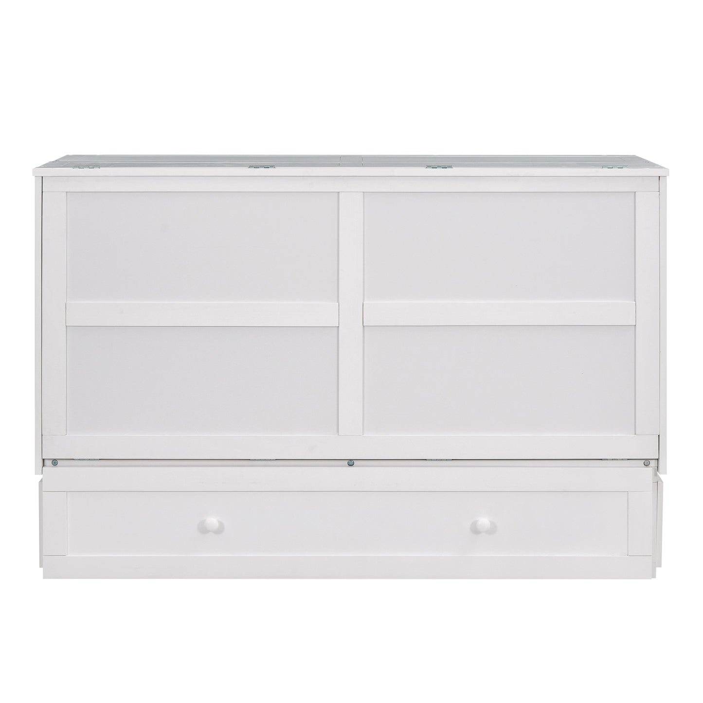 Queen Size Mobile Murphy Bed with Drawer and Little Shelves on Each Side,White