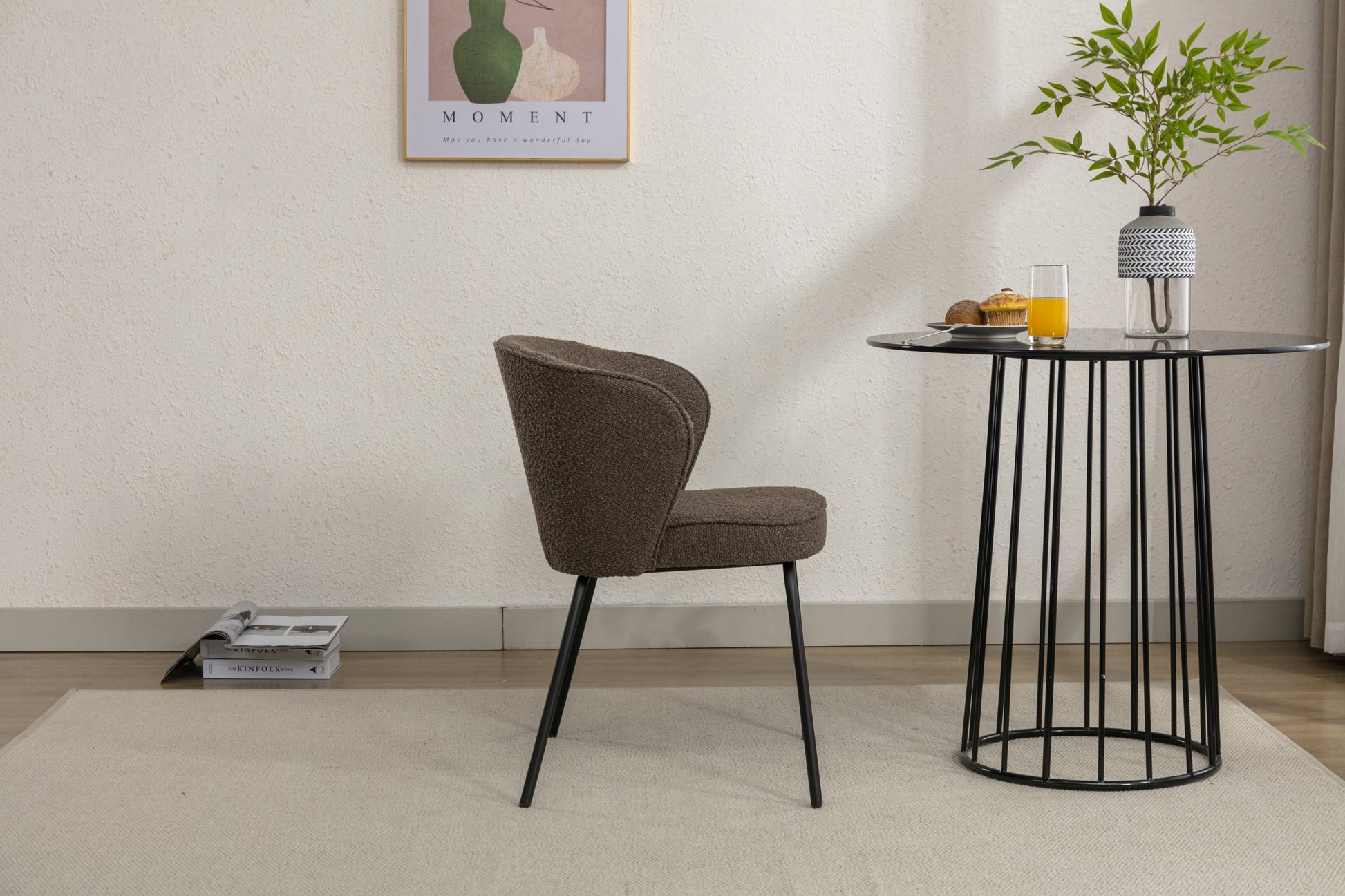 Retro Minimalist Modern Boucle Fabric Dining Chairs