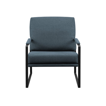 Contemporary Square Metal Frame Accent Chair – Indigo Blue / Black