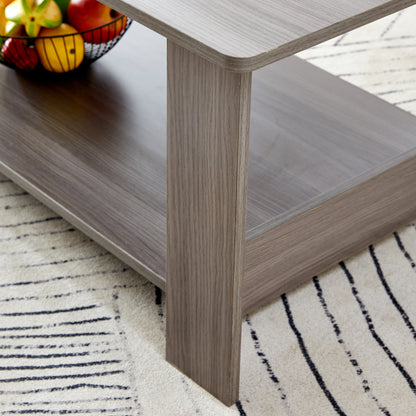 A modern and practical gray textured coffee table,tea table.Double layered coffee table made of MDF material,. Suitable for living room,bedroom and study room. 43.3"*21.6"*16.5"   CT-16