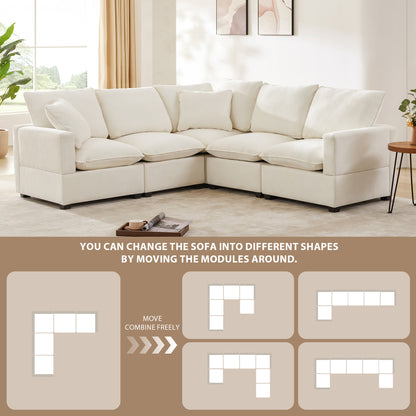 [VIDEO provided] [New] 84*84" Modern L Shape Modular Sofa, 5 Seat Chenille Sectional Couch Set with 2 Pillows Included, Freely Combinable Indoor Funiture for Living Room, Apartment, Office, 2 Colors