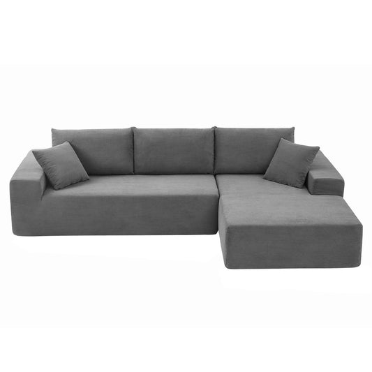 L Shape Sectional Sofa corduroy Couches Modular Sectional Living Room Sofa Set Upholstered Sleeper Sofa for Living Room, Bedroom, Salon,.GREY