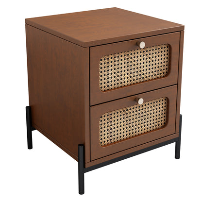 Yara Modern Cannage Rattan Wood Nightstand