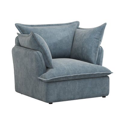 Chenille Armchair-Modern Accent Chair & Single Sofa Chair,Comfortable Seating for Living Room & Bedroom, Blue