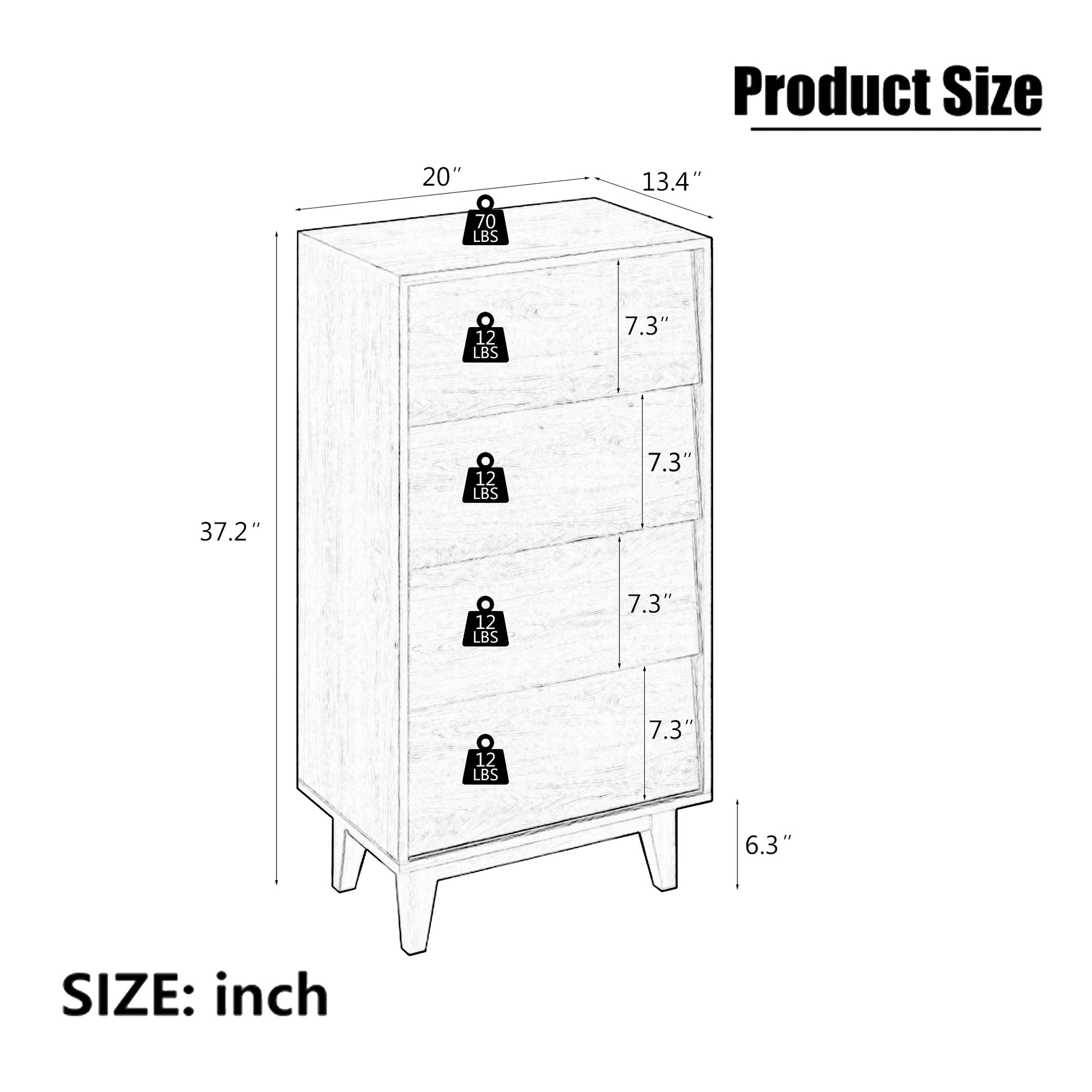 4 Drawer Double Dresser Features Vintage-style and Bevel Design