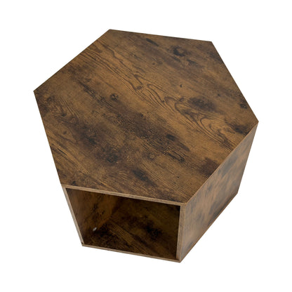 23.62'' Hexagonal Coffee Table Side Table Nightstand Antique Wood