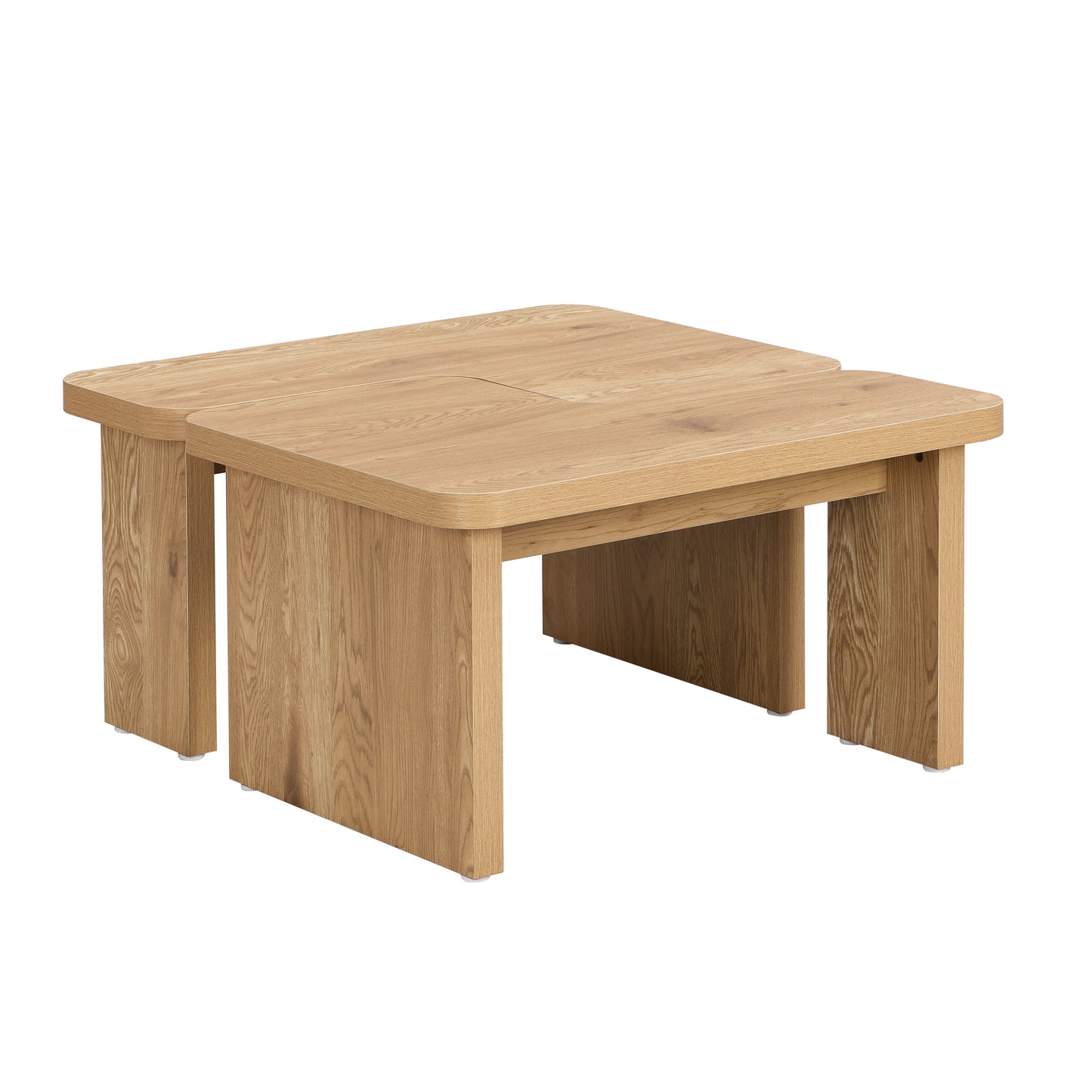 47.24*23.62 inch and 35.43*31.49 inch Rectangle Wood Detachable Coffee Table, Single L Shape Farmhouse Coffee Table for Dining Room, Garden, oak