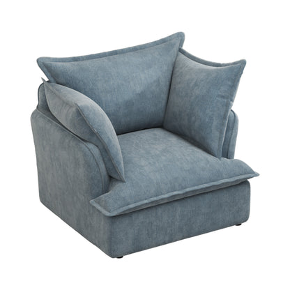 Chenille Armchair-Modern Accent Chair & Single Sofa Chair,Comfortable Seating for Living Room & Bedroom, Blue