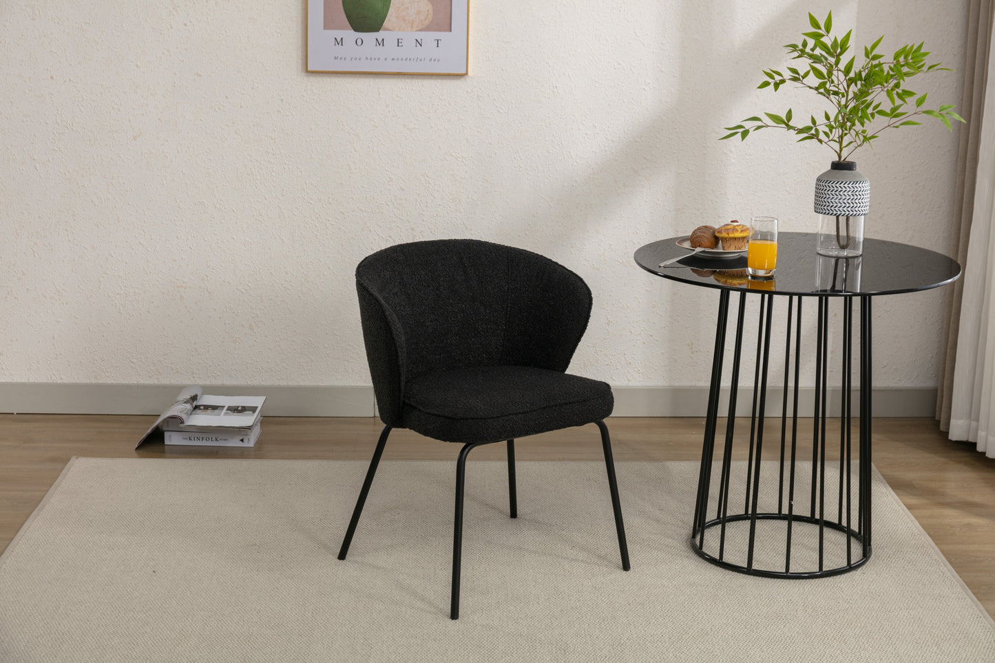 Retro Minimalist Modern Boucle Fabric Dining Chairs