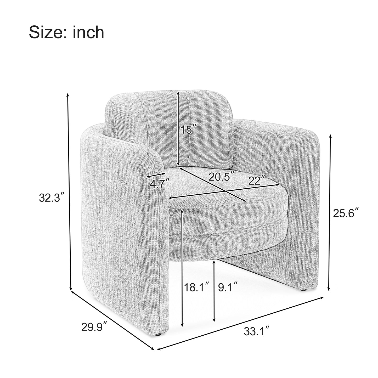 Mid Century Modern Barrel Accent Chair Armchair for Living Room, Bedroom, Guest Room,Office,Warm Grey