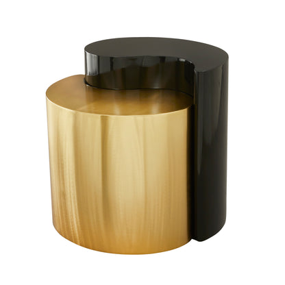 Ying Yang Modern & Contemporary Style 2PC End Table Made with Iron Sheet Frame in Black & Gold