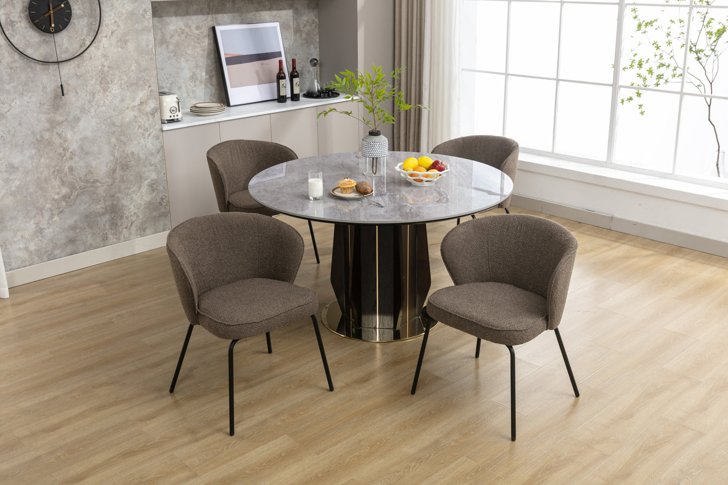 Retro Minimalist Modern Boucle Fabric Dining Chairs