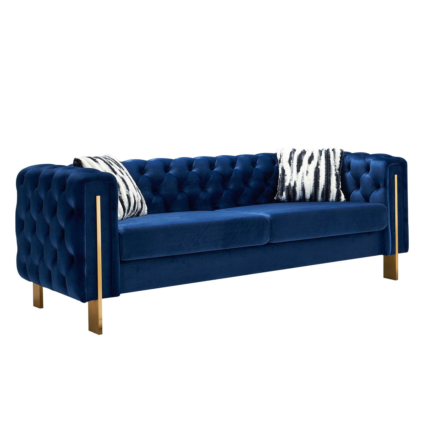 Chesterfield Modern Tufted Velvet Living Room Sofa, 84.25''W Couch,Blue