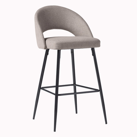 Modern 2-Piece Minimalist Upholstered Bar Stool Set – Mushroom