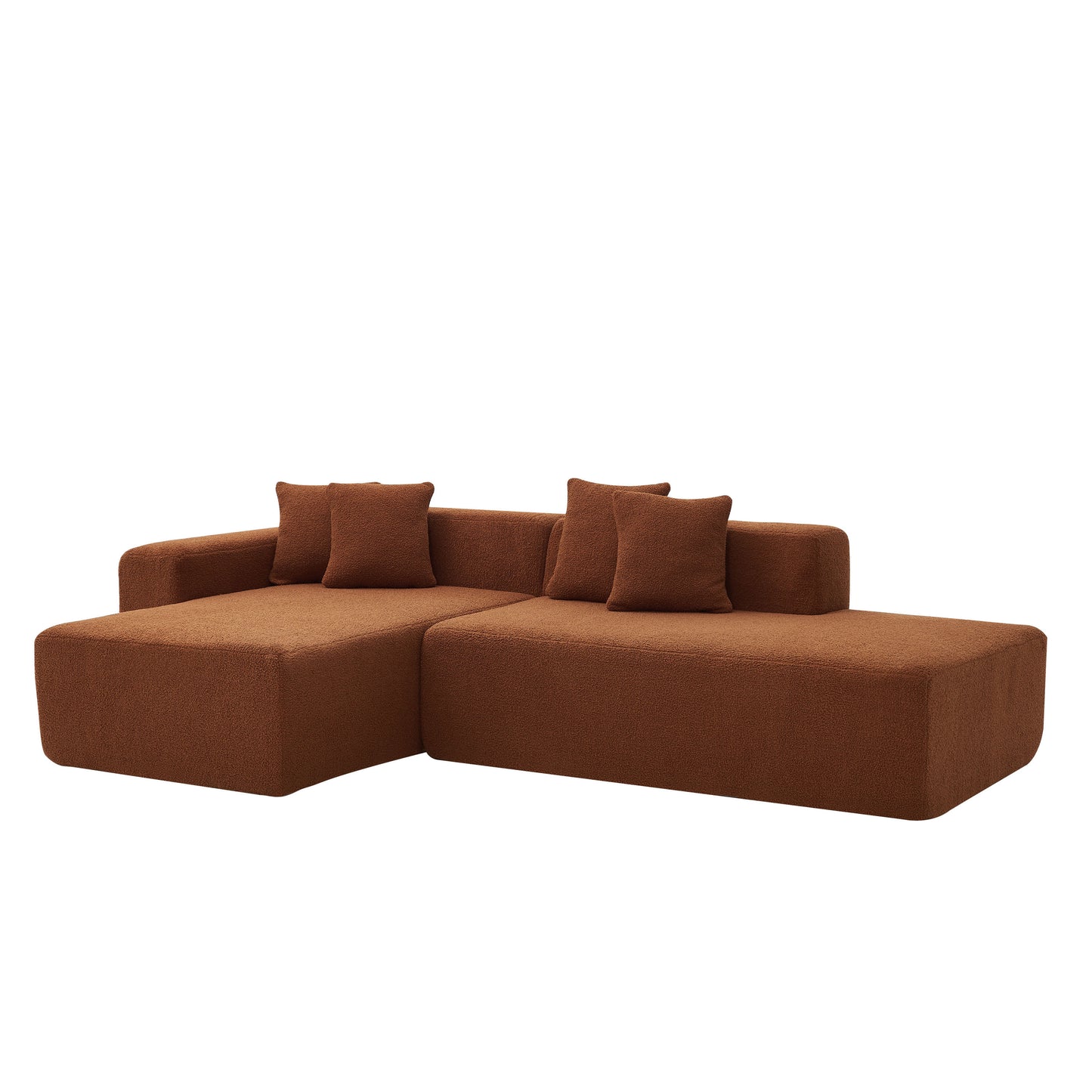 Modular Sectional Couch, Lambswool Fabric Modern L-Shape Sectional Sofa with Chaise Lounge,  Living Room Upholstered 5-seater Corner Sofa Couch for Bedrooms, Apartment