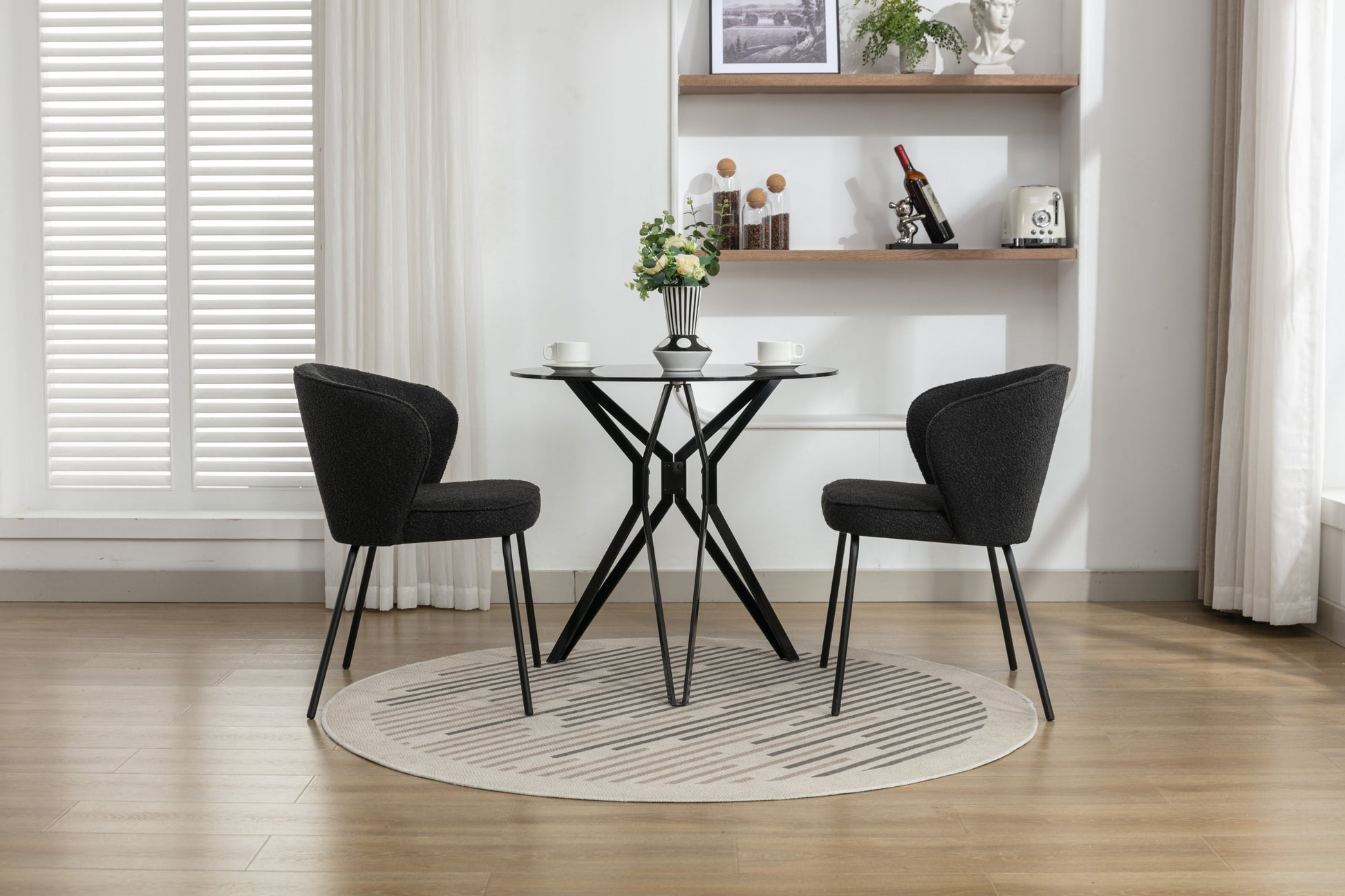 Retro Minimalist Modern Boucle Fabric Dining Chairs