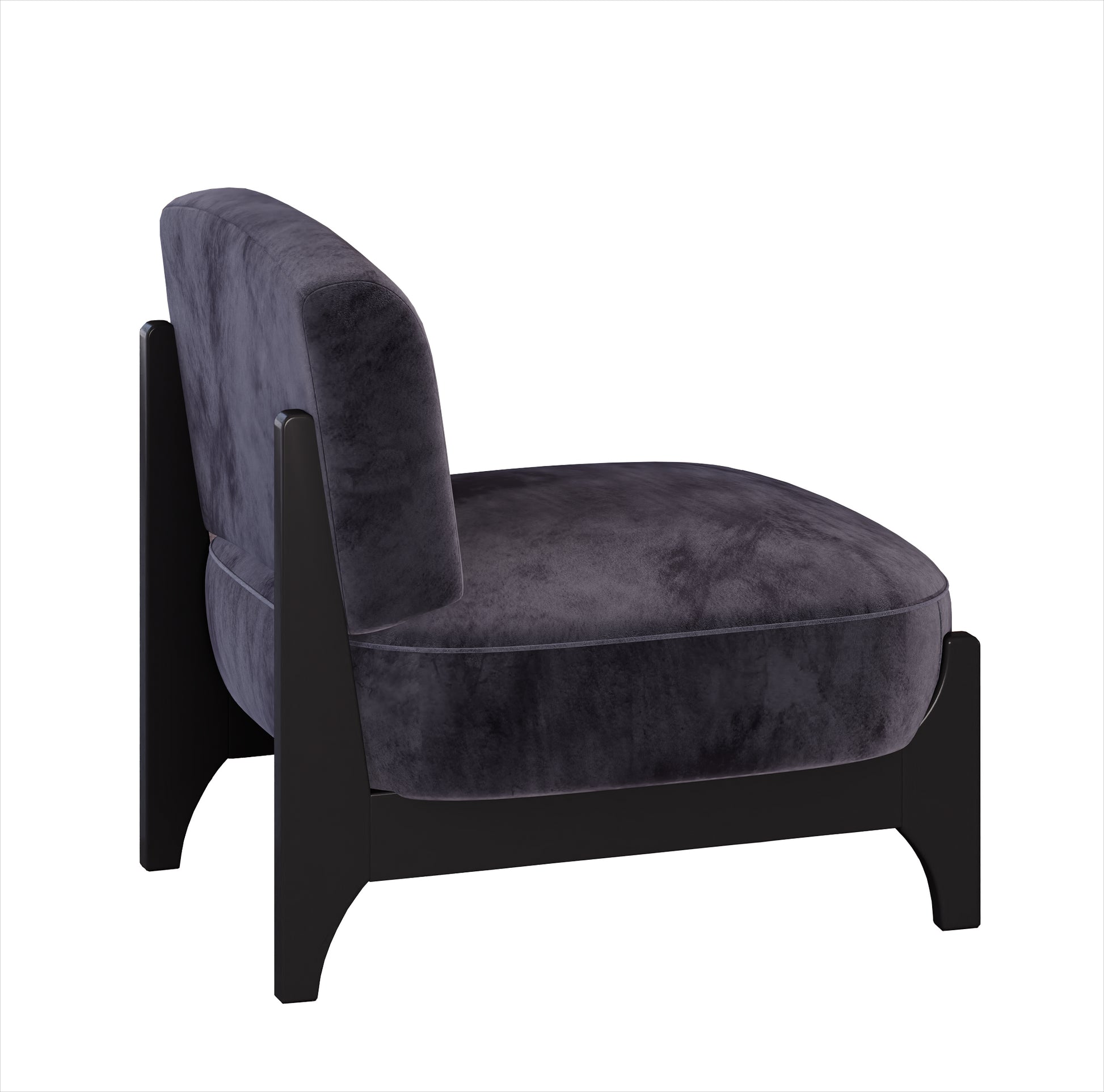 Upholstered Velvet Mid Century Modern Black Accent Chair