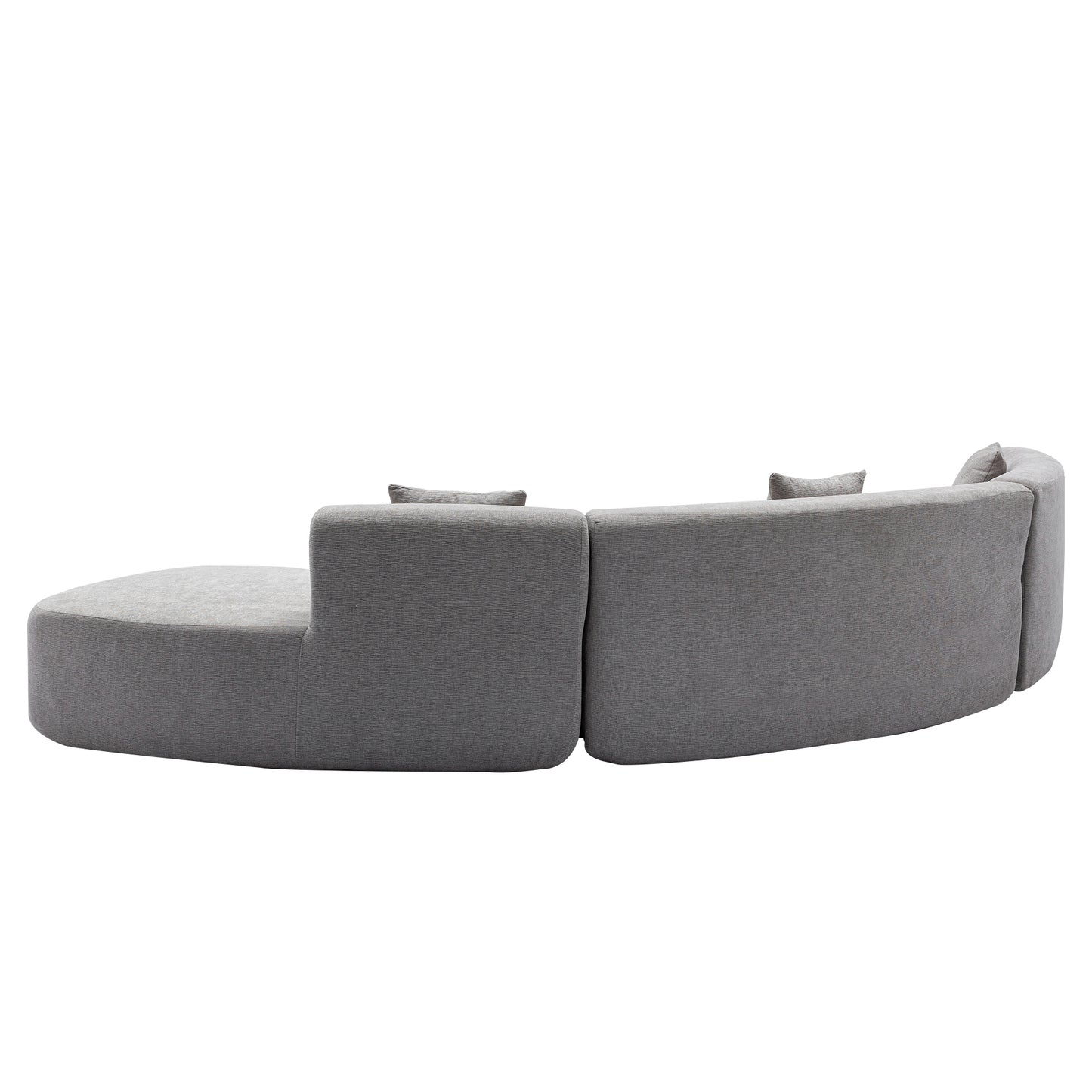 136.6" Stylish Curved sofa Sectional Sofa Chenille Fabric Sofa Couch with Three Throw Pillows for Living Room, Grey