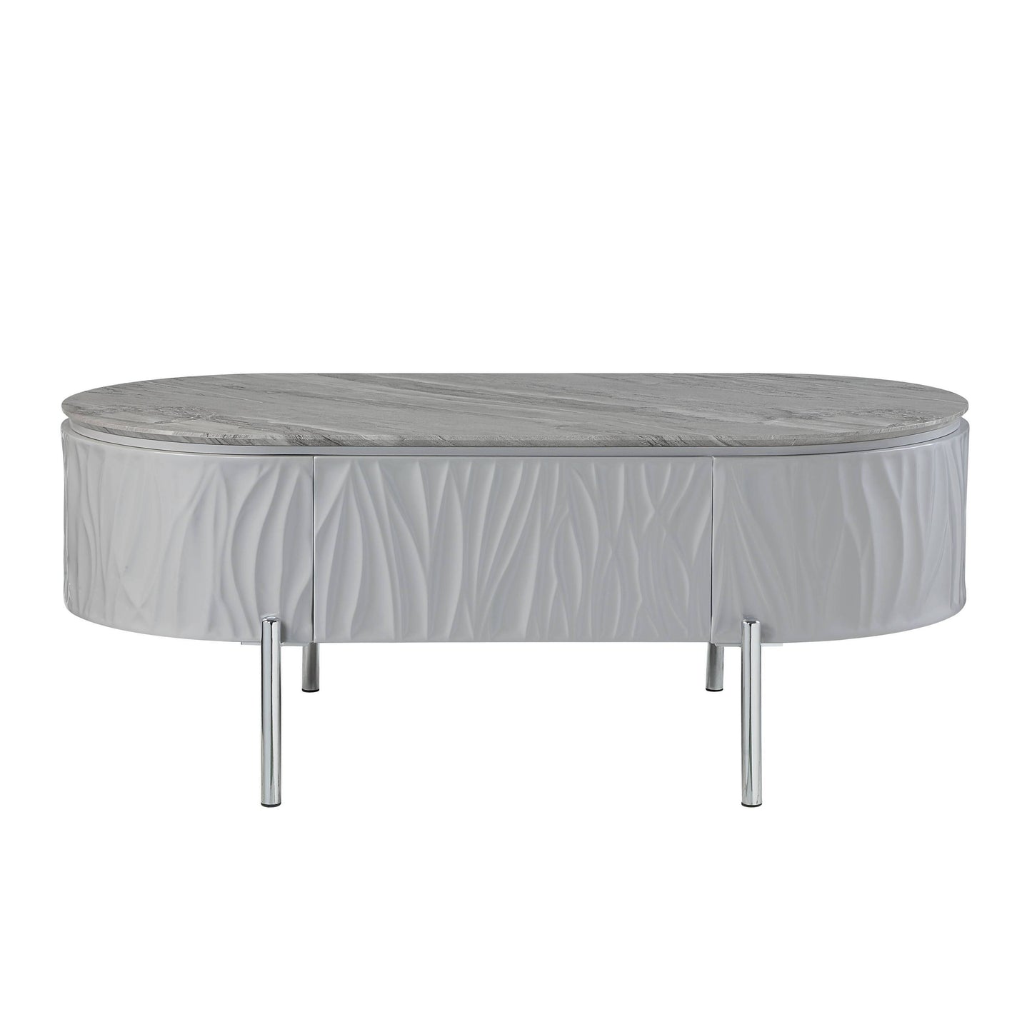 Yukino Gray High Gloss & Chrome Finish Coffee Table