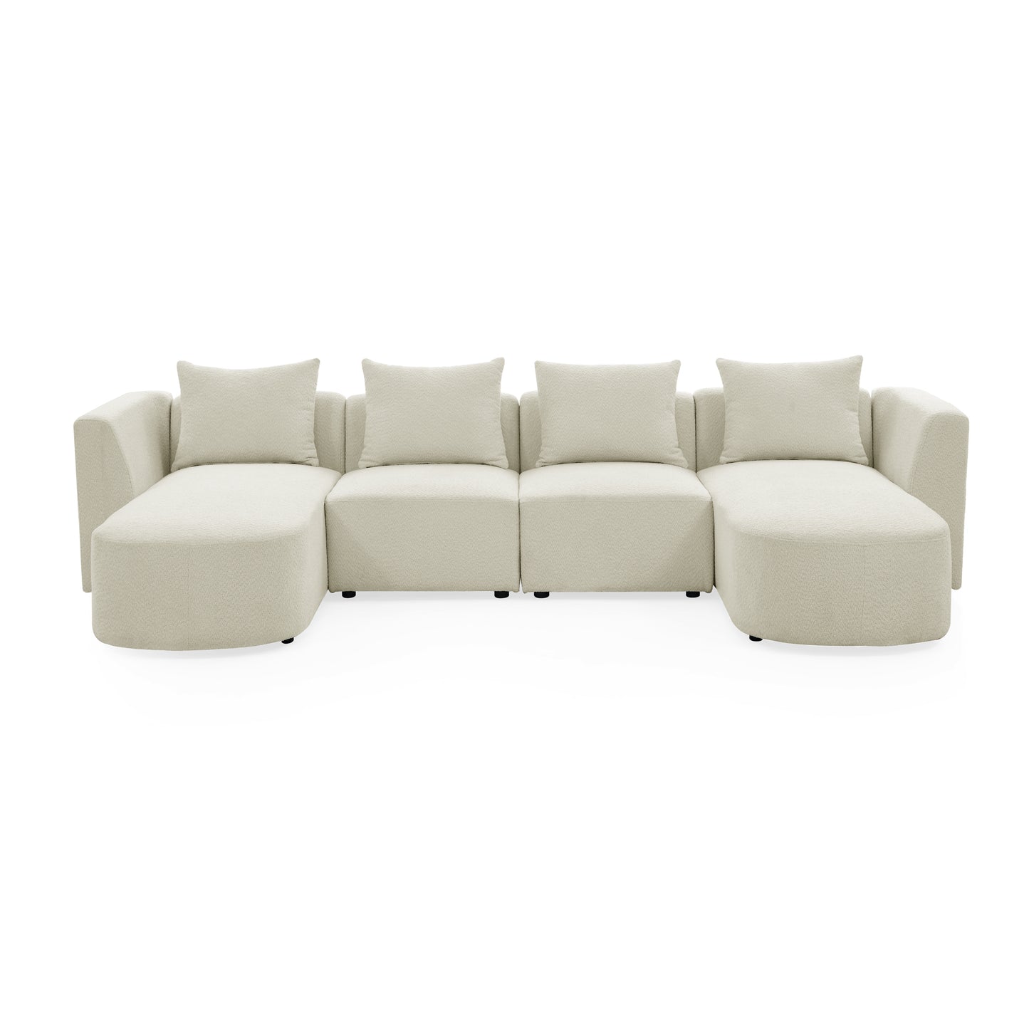 U Shape Sectional Sofa including Two Single Seats and Two Chaises, Modular Sofa, DIY Combination, Loop Yarn Fabric, Beige