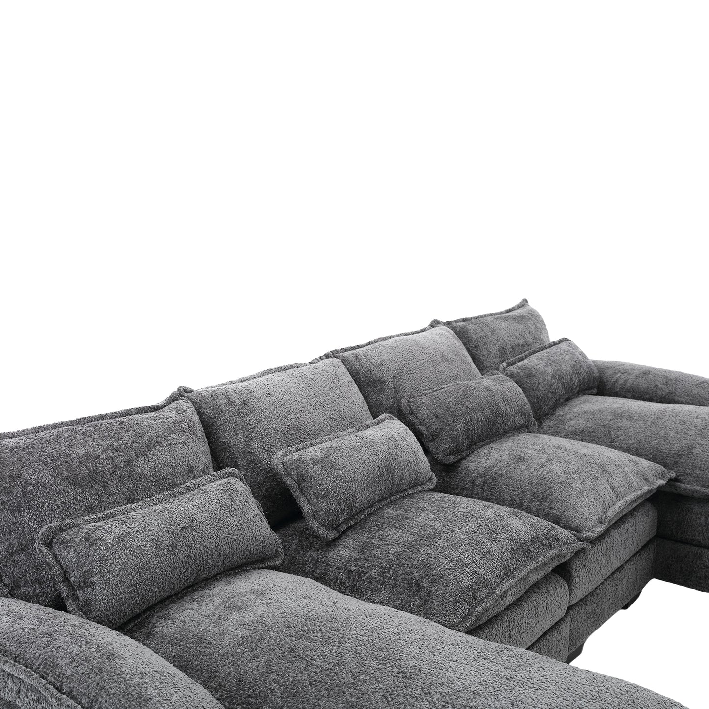 UNITED WE WIN Modern Large chenille Fabric U-Shape Sectional Sofa