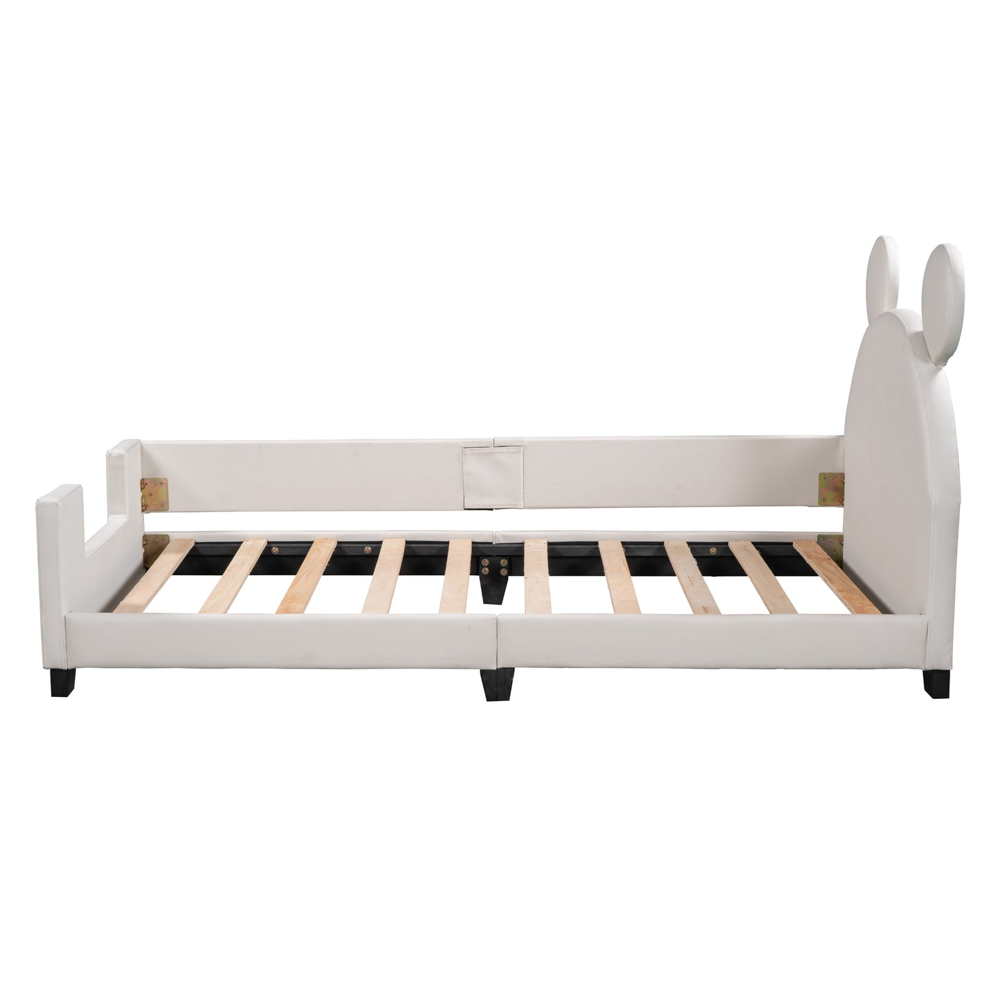 Twin Size Upholstered Daybed with Carton Ears Shaped Headboard, White