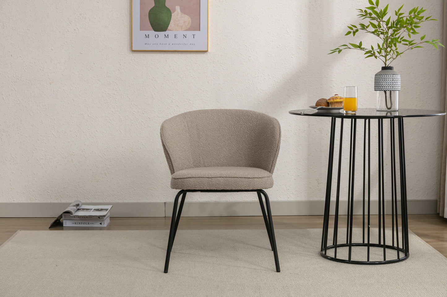 Retro Minimalist Modern Boucle Fabric Dining Chairs