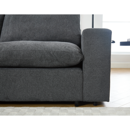 [NEW ARRIVED] [VIDEO PROVIDED]Sectional Couches For Living Room,Modular Couch,Wireless Charging Port & Cup Holders,5-seat ,DIY Combination,L-shaped Sofa,Book Storage Space,Soft Linen Fabric,Gray