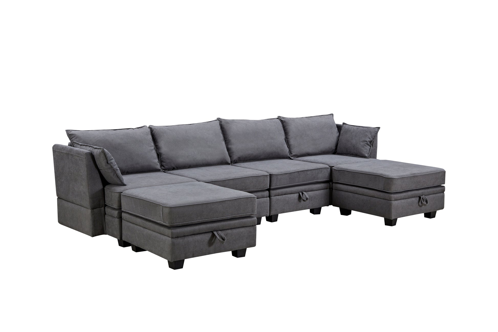 U_Style Modern Large U-Shape Modular Sectional Sofa,  Convertible Sofa Bed with Reversible Chaise for Living Room, Storage Seat