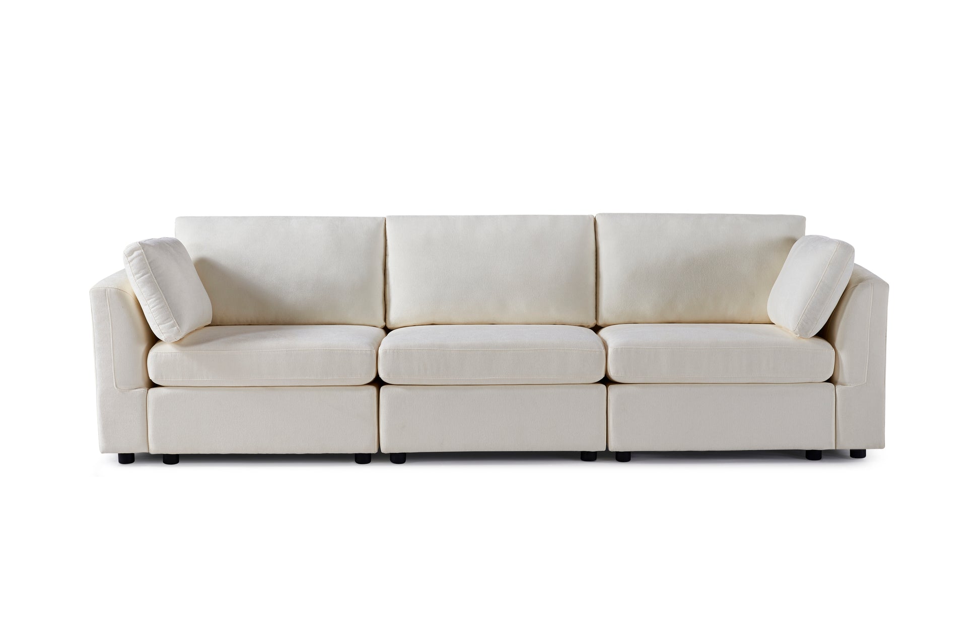 modular sofa white chenille fabric,  simple and grand, the seat and back is very soft. this is also a KNOCK DOWN sofa