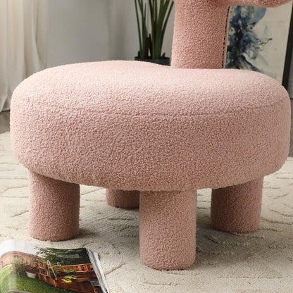 Modern Sherpa Fabric Chair Upholstered Creative Ottoman Pouf