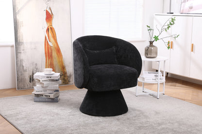 Swivel Accent Chair Armchair, Round Barrel Chair in Fabric for Living Room Bedroom(Black)