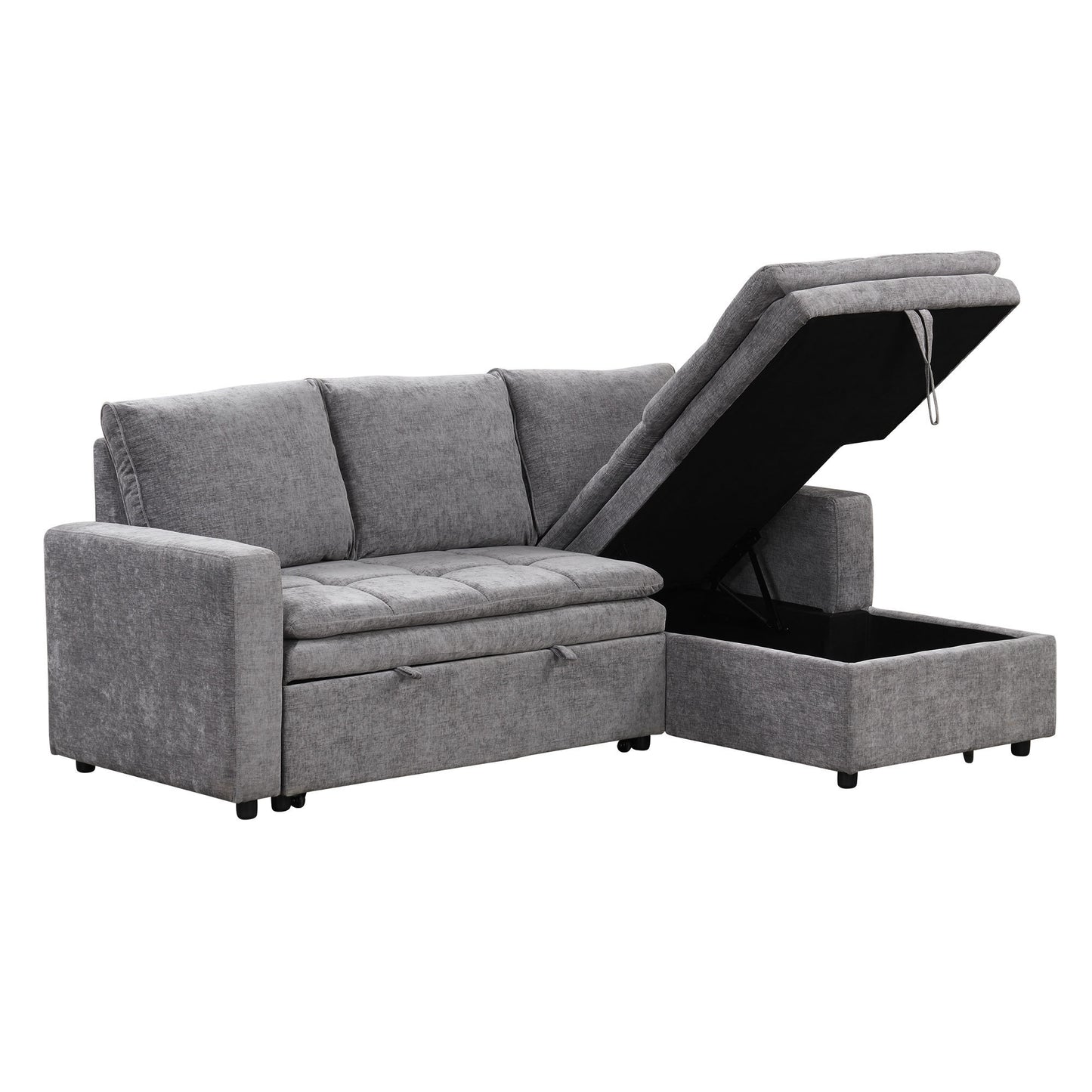 U_STYLE  Soft Upholstered Sectional Sofa Bed with Storage Space, Suitable for Living Rooms and Apartments.