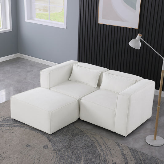 modular sofa  BEIGE chenille fabric,  simple and grand, the seat and back is very soft. this is also a KNOCK DOWN sofa