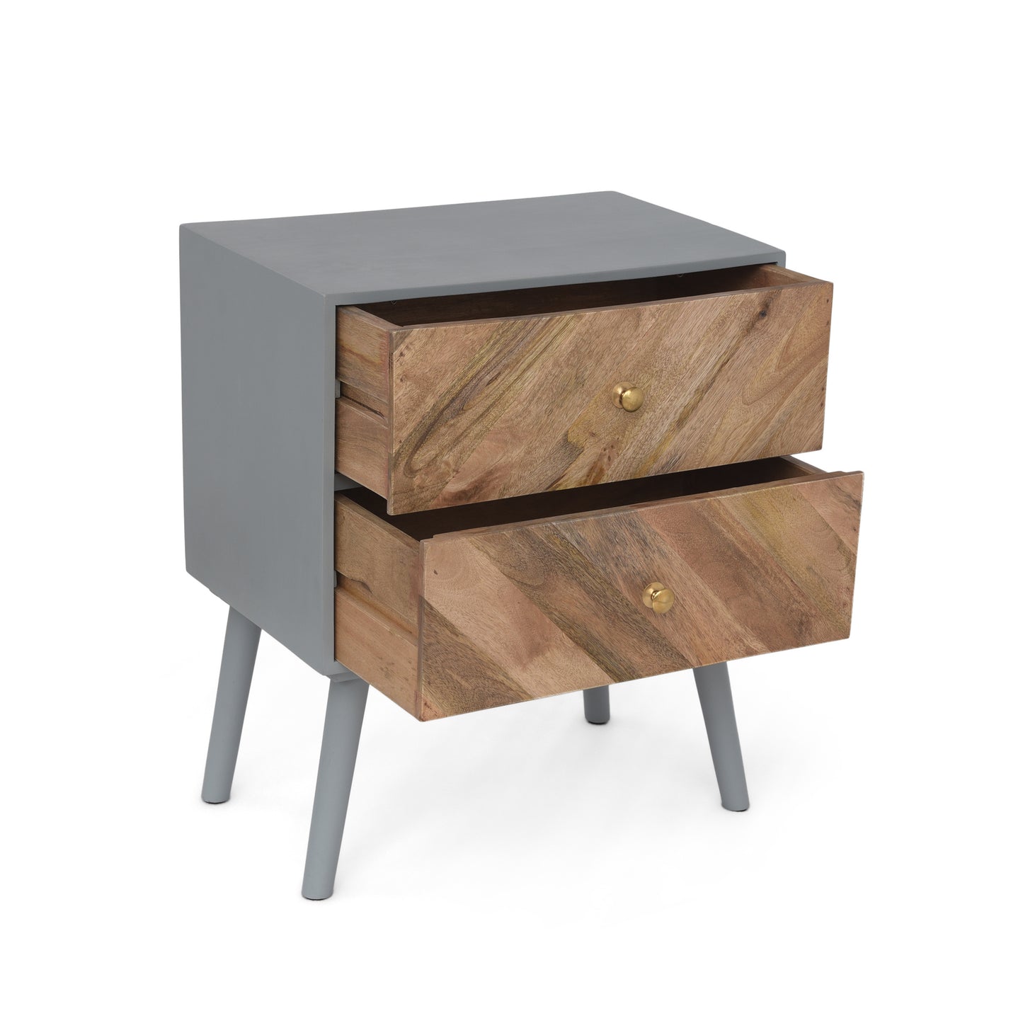 MANGO WOODEN / MDF FITTED 2 DRAWER CABINET- ( KD  LEGS