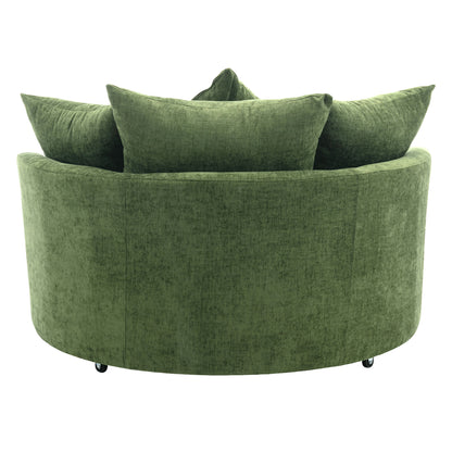 Orisfur. 360° Swivel Accent Barrel Chair with Storage Ottoman & 4 Pillows, Modern Chenille Leisure Chair Round Accent for Living Room, Green