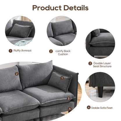 Modular Sectional Sofa,  L Shaped Couch Set for Living Room, 4-Seater Comfy Cloud Couches with Movable Ottoman Dark Grey