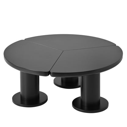 ON-TREND Φ39.4'' Easy Assembly Round Petal-Shaped Coffee Table, Cream Style Center Table with 3 Thick Legs, Minimalist Irregular End Table with Sleek Round Edges for Living Room, Black