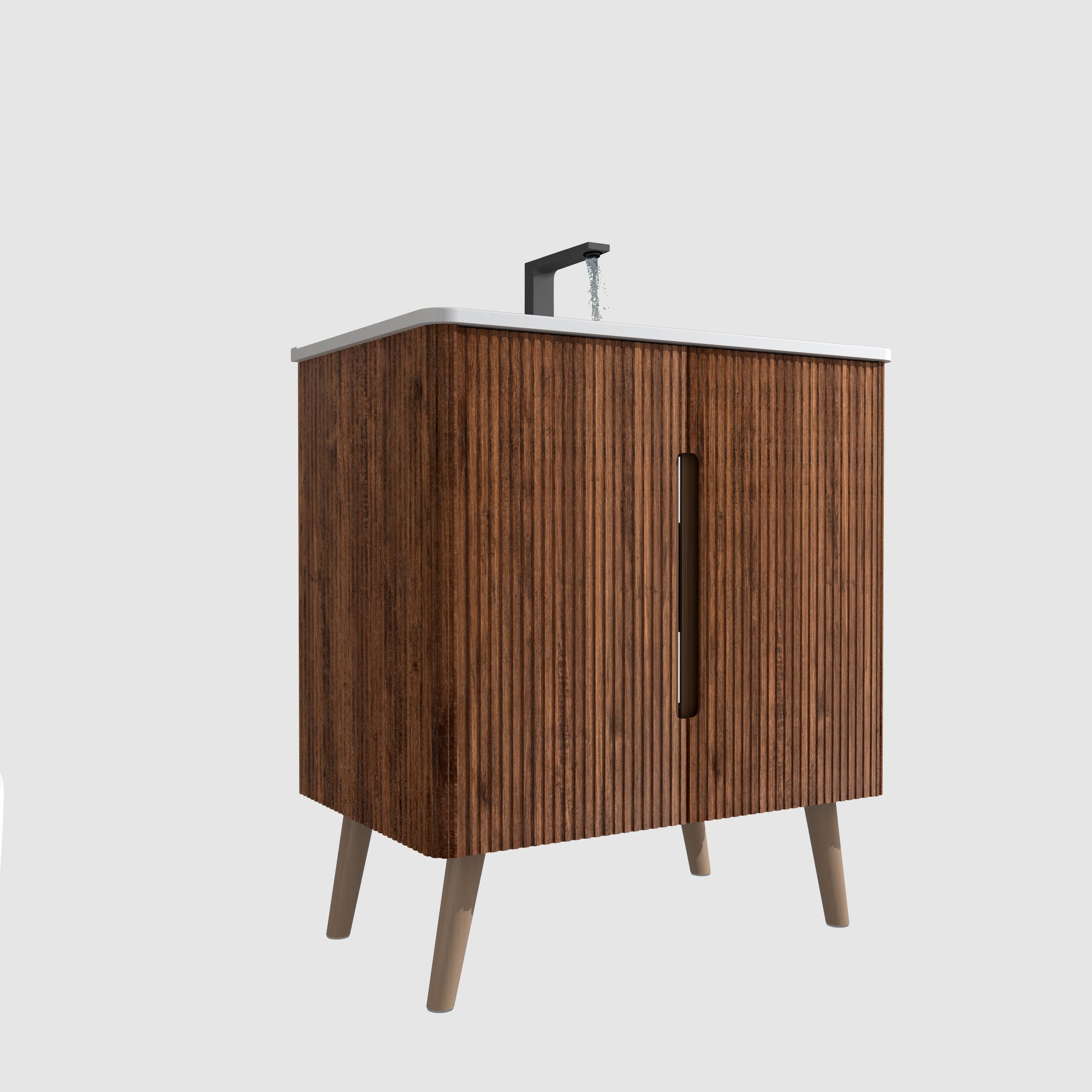 U094-Etna30F-305 Etna 30" Striped Walnut Bathroom Vanity with Sink, Freestanding & Wall Mounted Bathroom Cabinet Options for Modern Bathrooms, KD