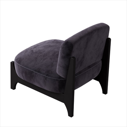 Upholstered Velvet Mid Century Modern Black Accent Chair