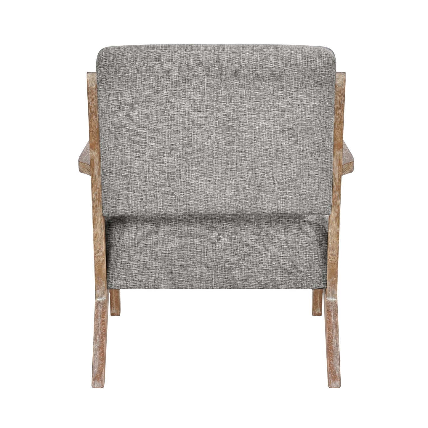 Modern Tufted Back Accent Chair 1pc Gray Upholstery Antique Finish Solid Rubberwood Unique Design Furniture