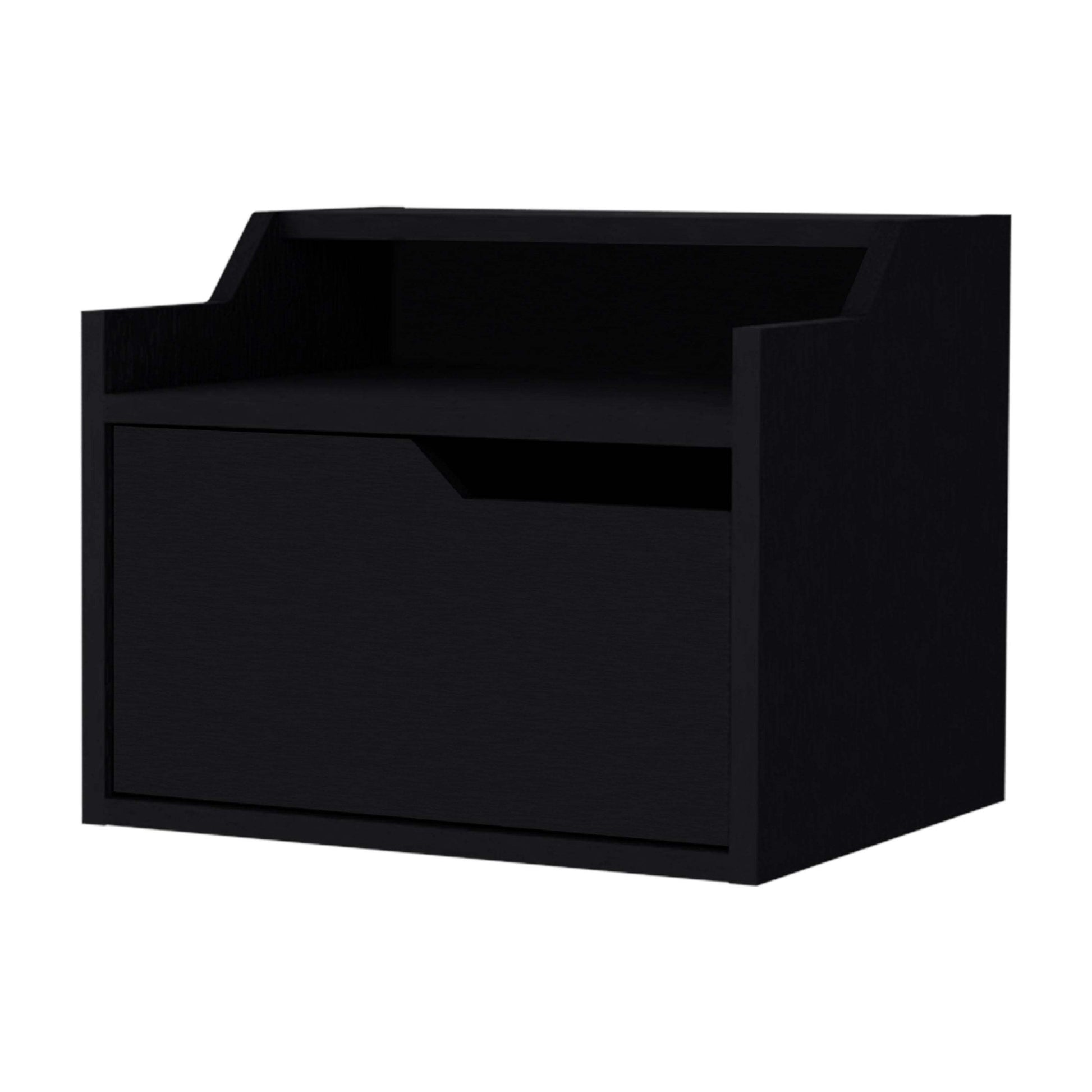 Nolan Black Dual-Shelf Display Floating Nightstand