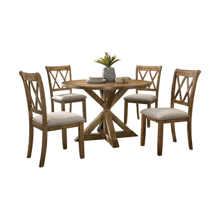 Windvale Cross-Buck Wood 5-Piece Dining Set