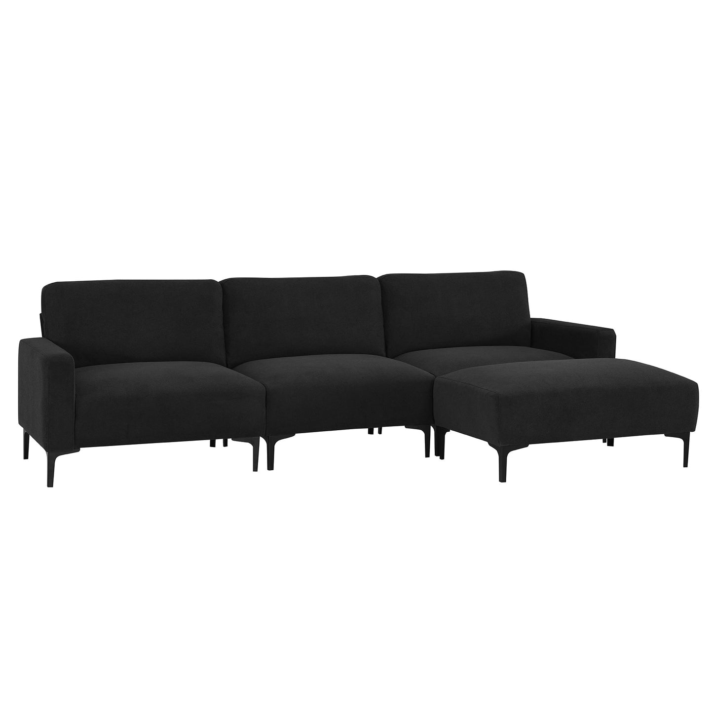 Modern Velvet L-Shaped Sectional Sofa, 4-Seater, Convertible Ottoman, Freely Combinable Sofa