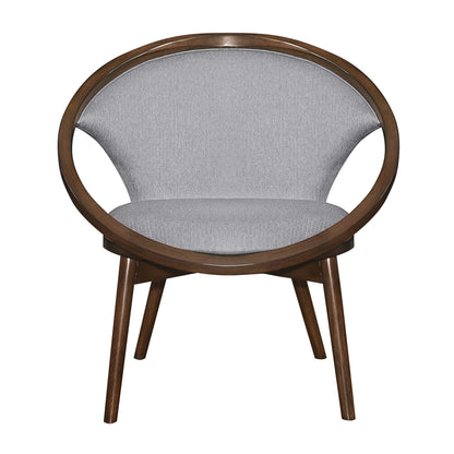 Mid-Century Design Solid Rubberwood Unique Accent Chair 1pc Gray Fabric Upholstered Modern Home Furniture Walnut Finish Frame