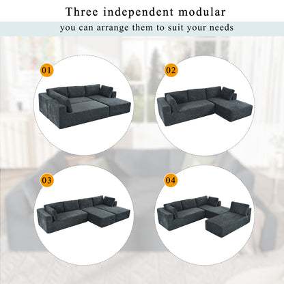 U_Style Modern Large Modular Sectional Sofa for Living Room, Bedroom, Salon, 3 Piece Free Combination